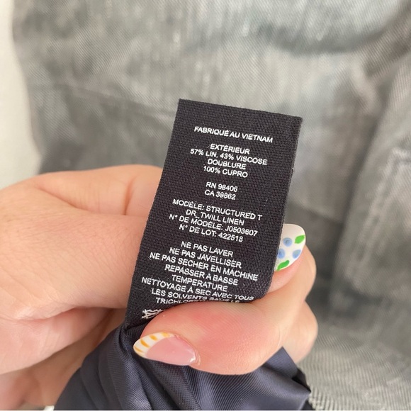 Theory Structured Shift Dress Women's Small Gray Linen Twill Cap Sleeve - Picture 6 of 7